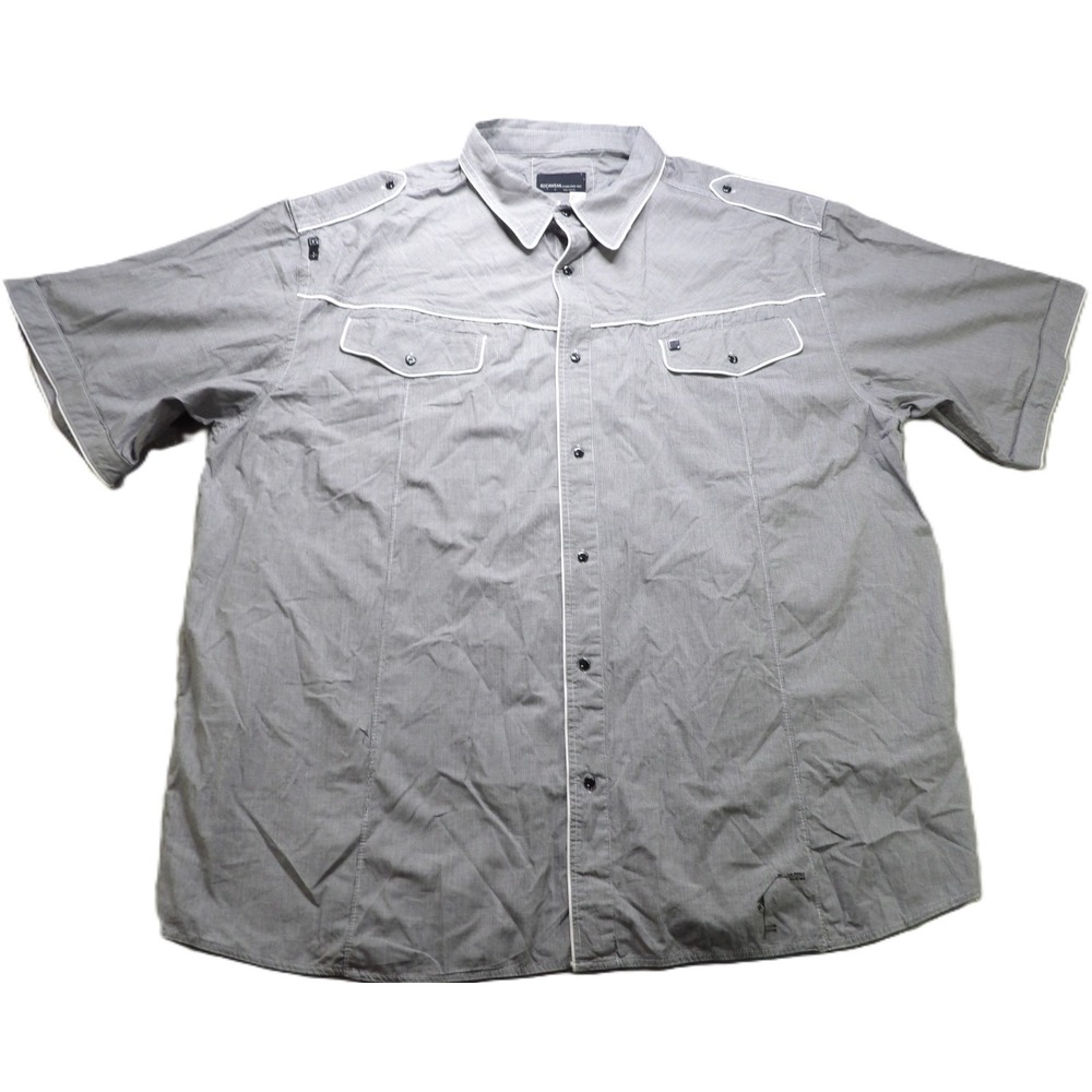 VTG Rocawear Button Up Shirt Men 6X Gray Short Sleeve Plaid Cotton Casual Pocket